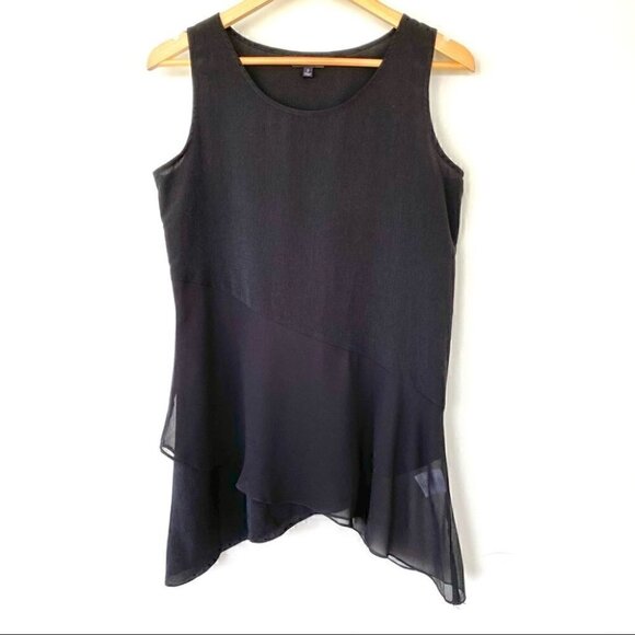 Ellen Tracy tank top with crew neckline asymmetrical hemline - Picture 1 of 7